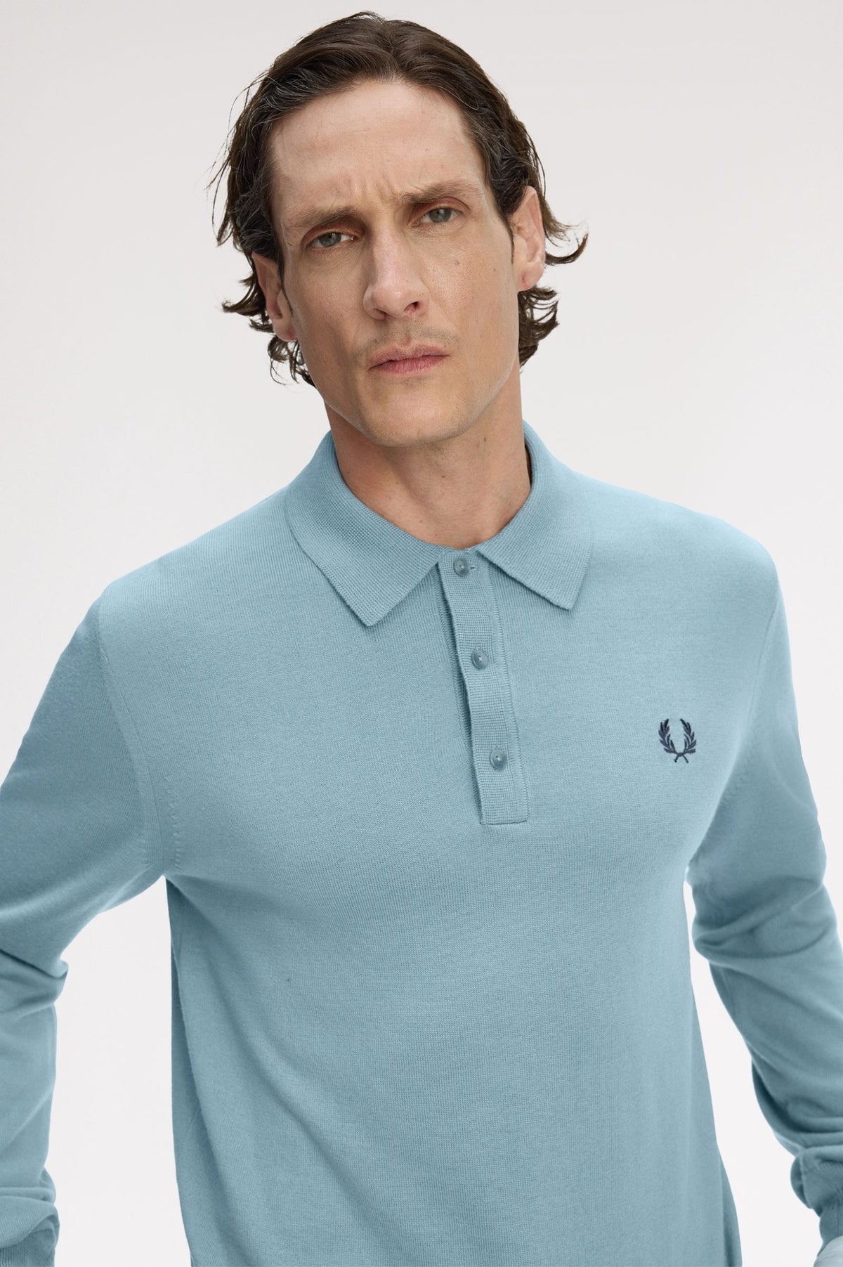 Classic Knitted Shirt Long Sleeve Polo - Stockport Blue