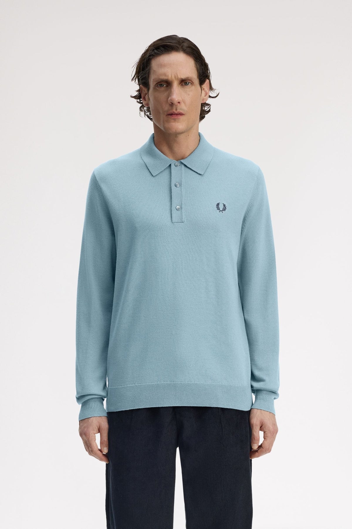 Classic Knitted Shirt Long Sleeve Polo - Stockport Blue