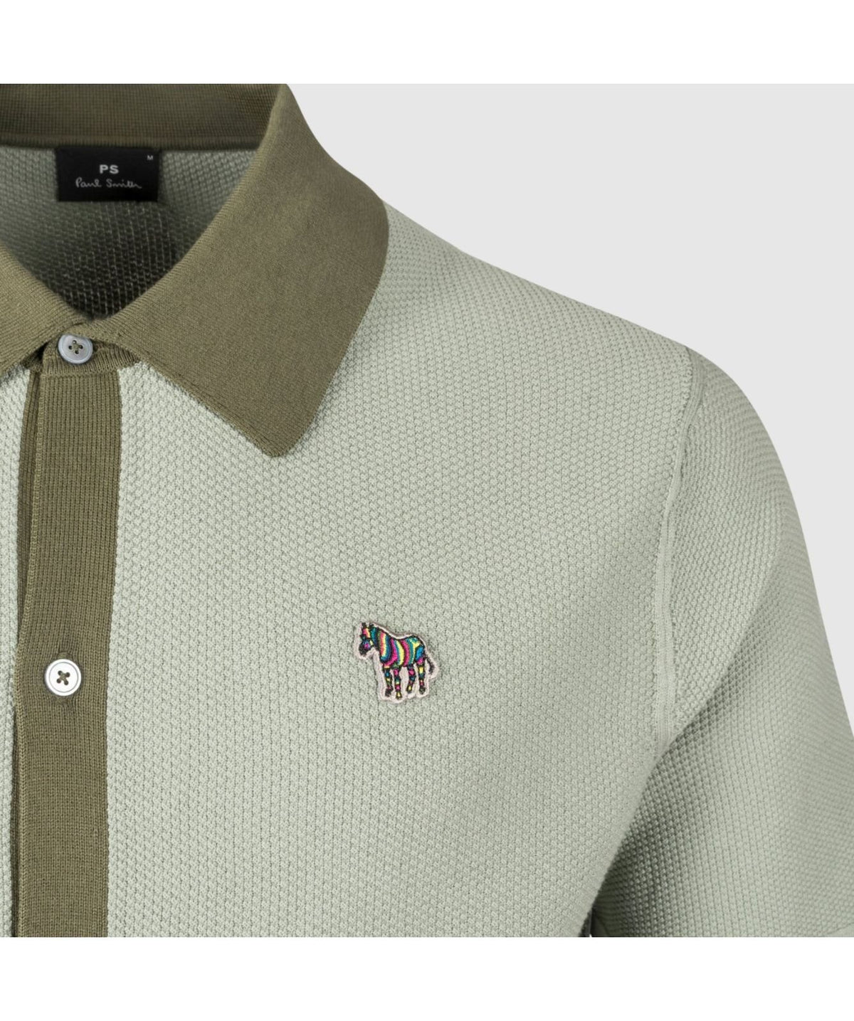 Zebra Full Button Trim Collar Polo - Green