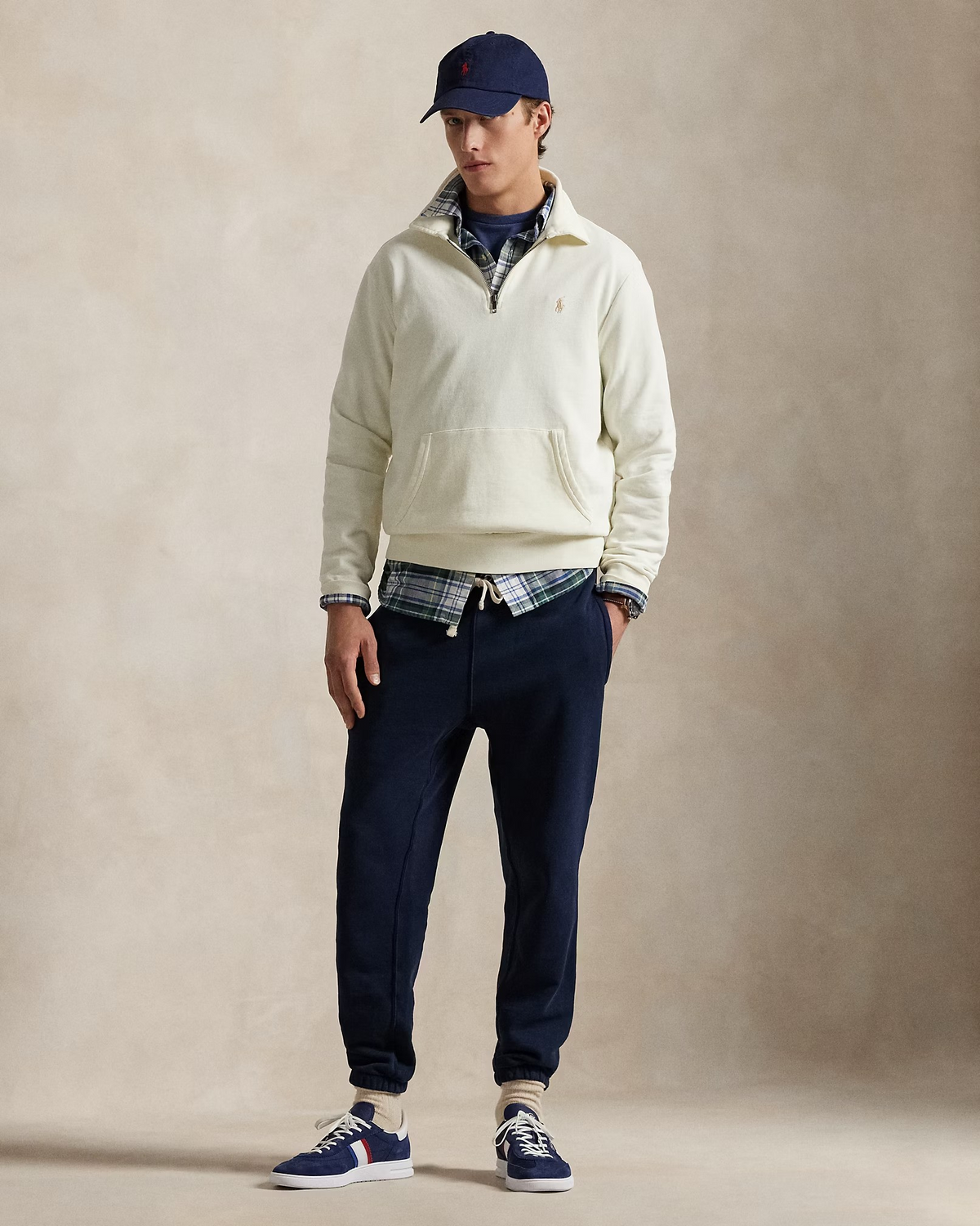 Loopback Fleece Quarter-Zip Sweatshirt - Cream