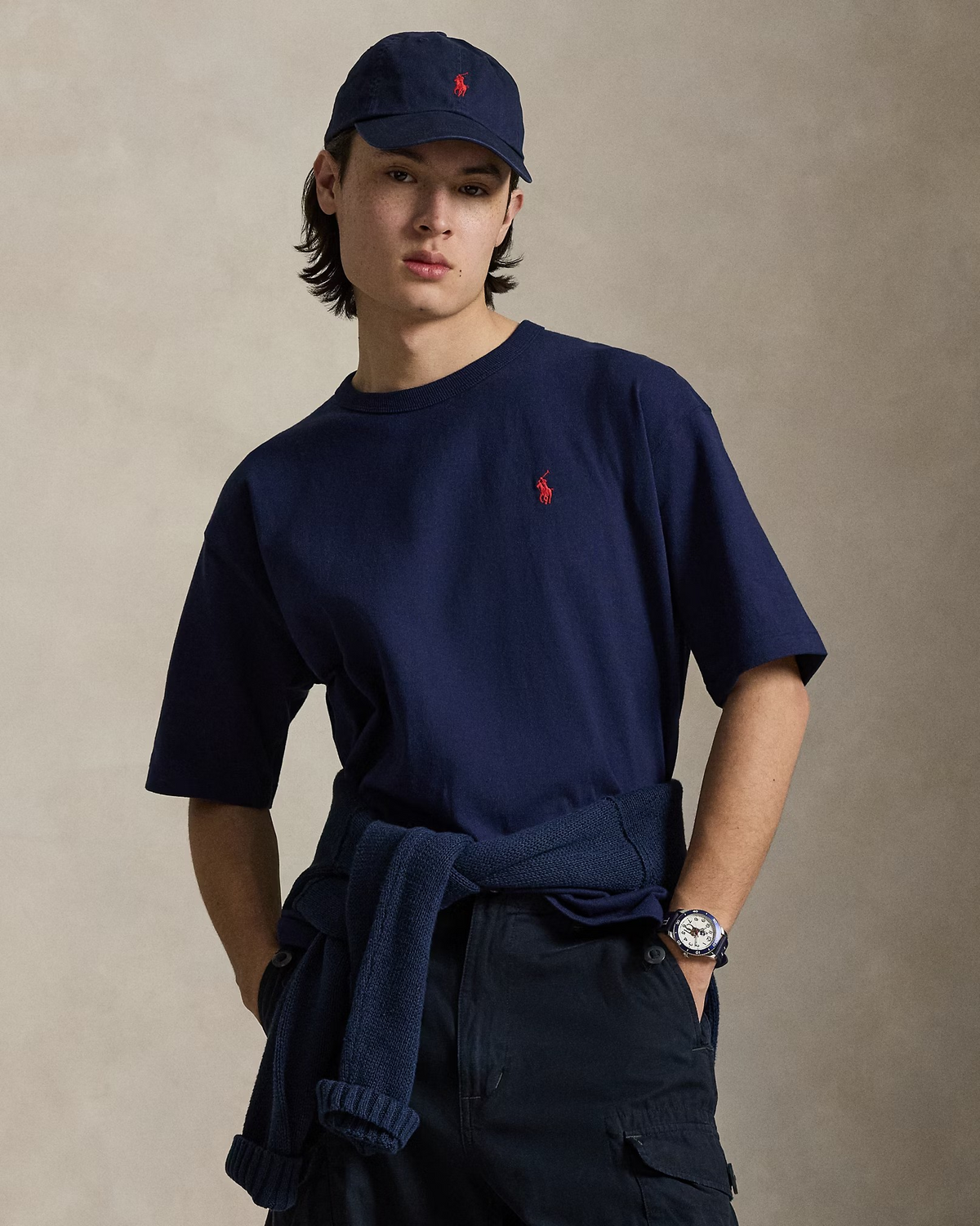 Relaxed Fit Jersey Crewneck T-Shirt - Navy