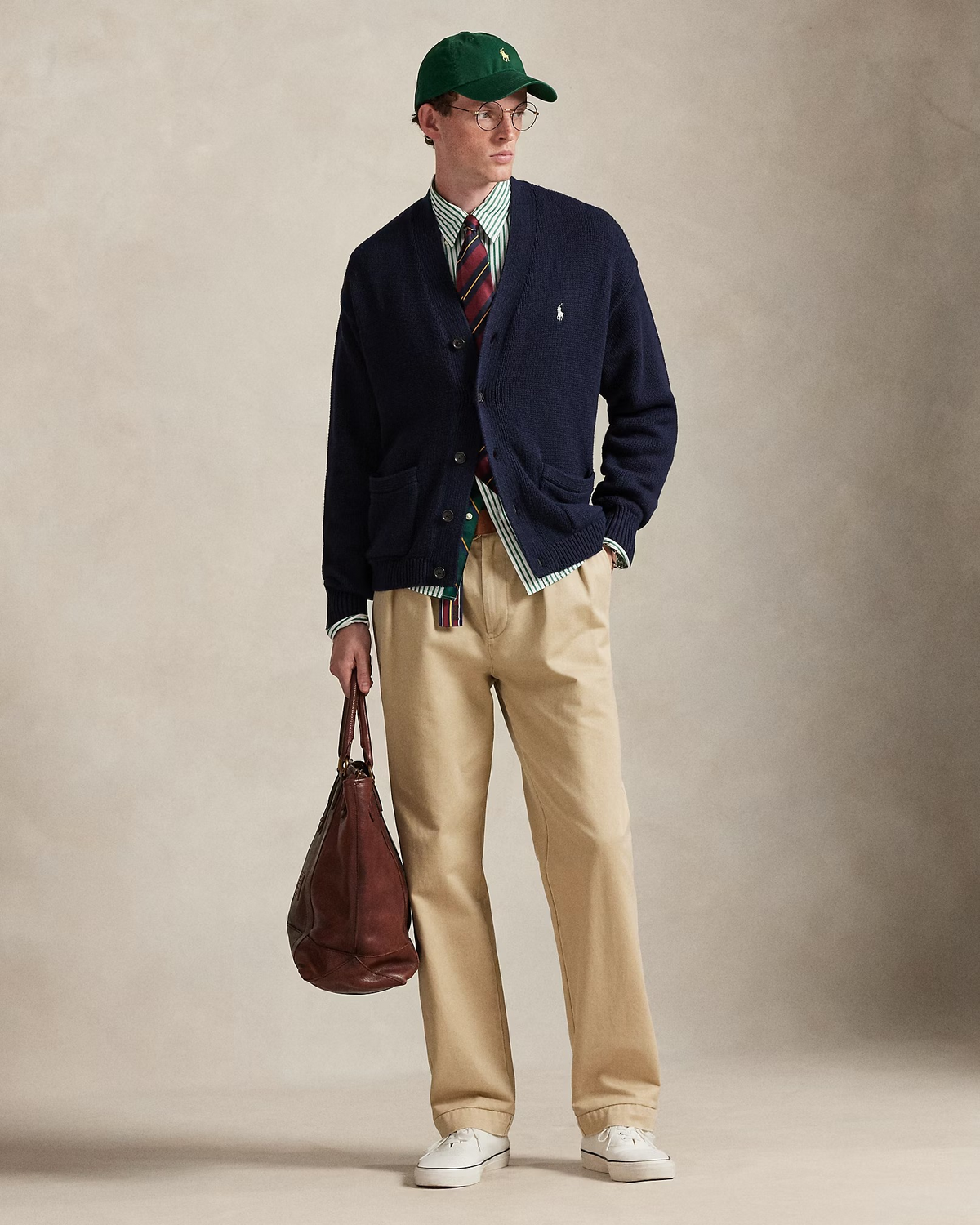 Relaxed Fit Cotton Cardigan - Navy