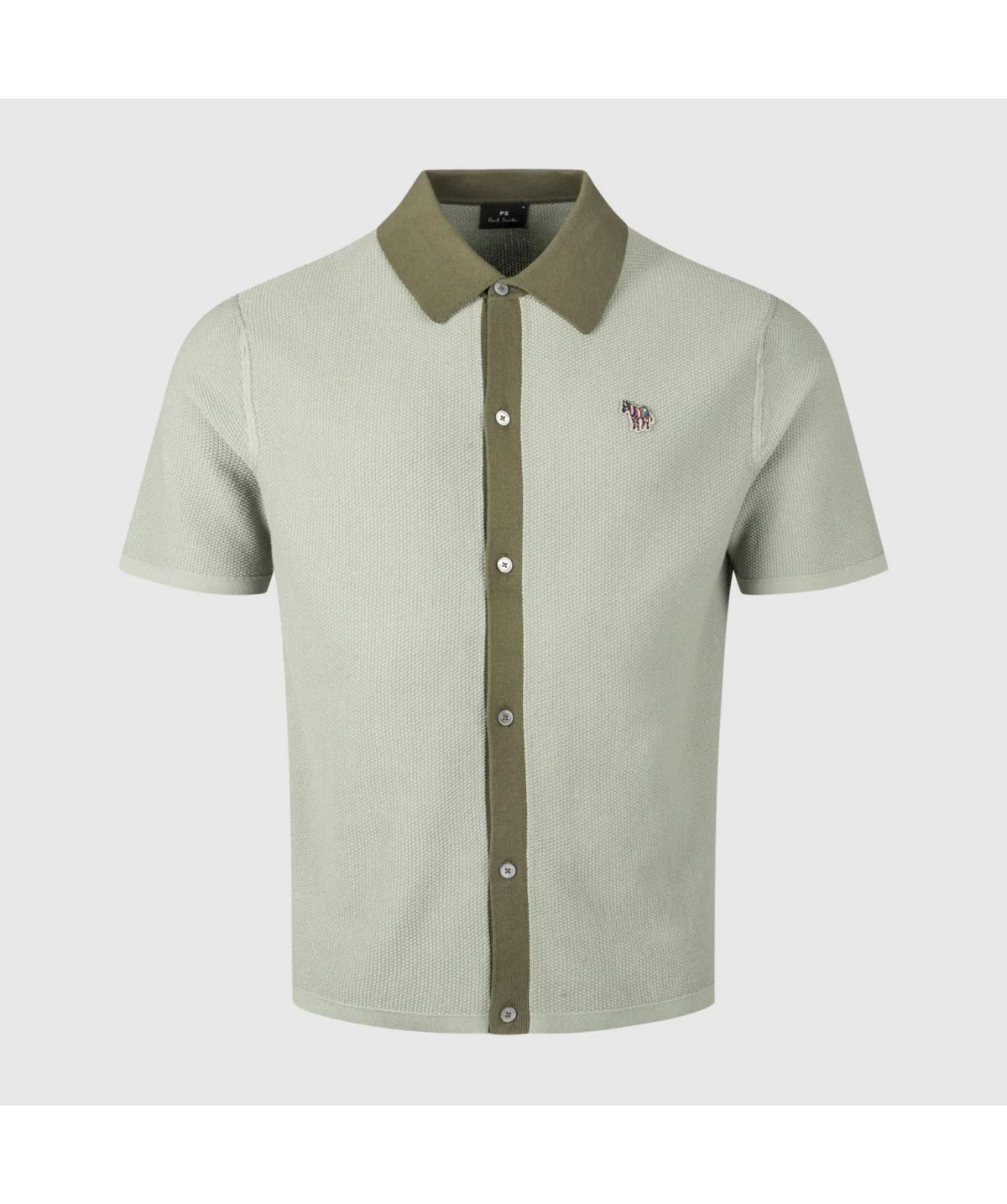 Zebra Full Button Trim Collar Polo - Green