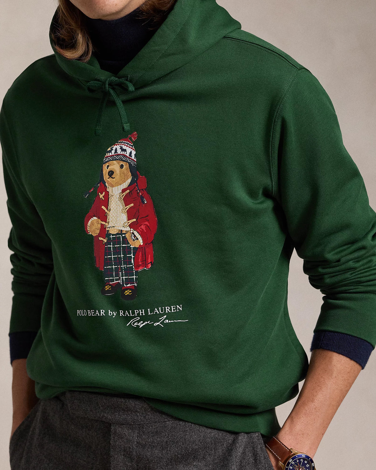 Polo Bear Fleece Hoodie - Pine Green