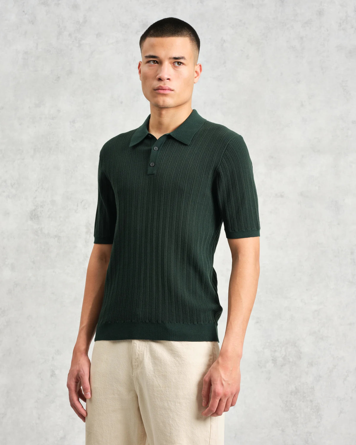 Naples Knitted Polo - Dark Green