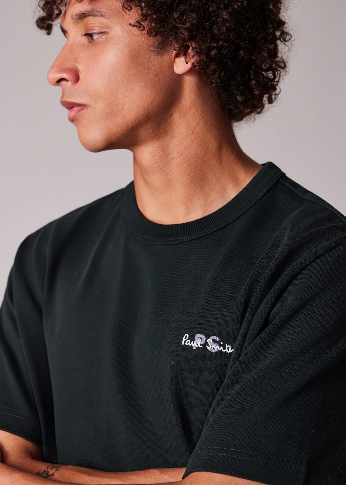 Oversized Logo Embroidery T-Shirt - Dark Green