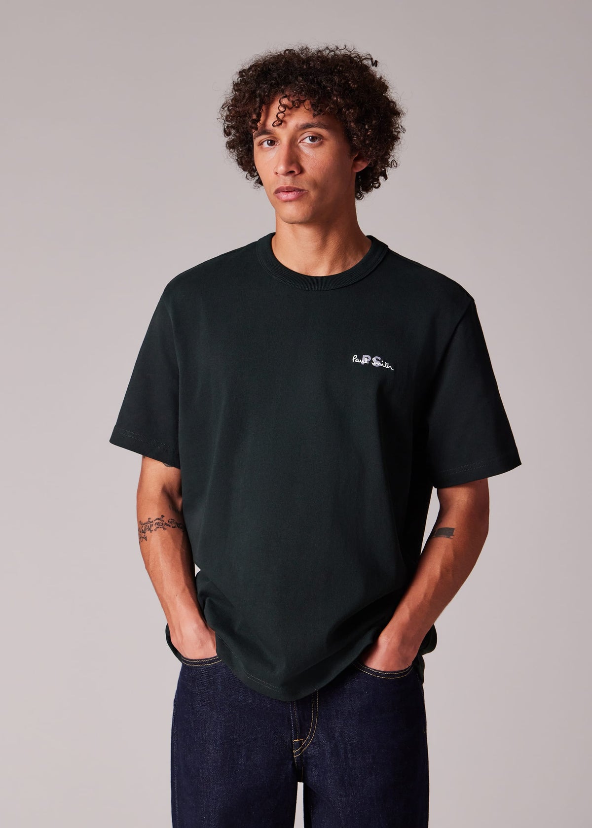 Oversized Logo Embroidery T-Shirt - Dark Green