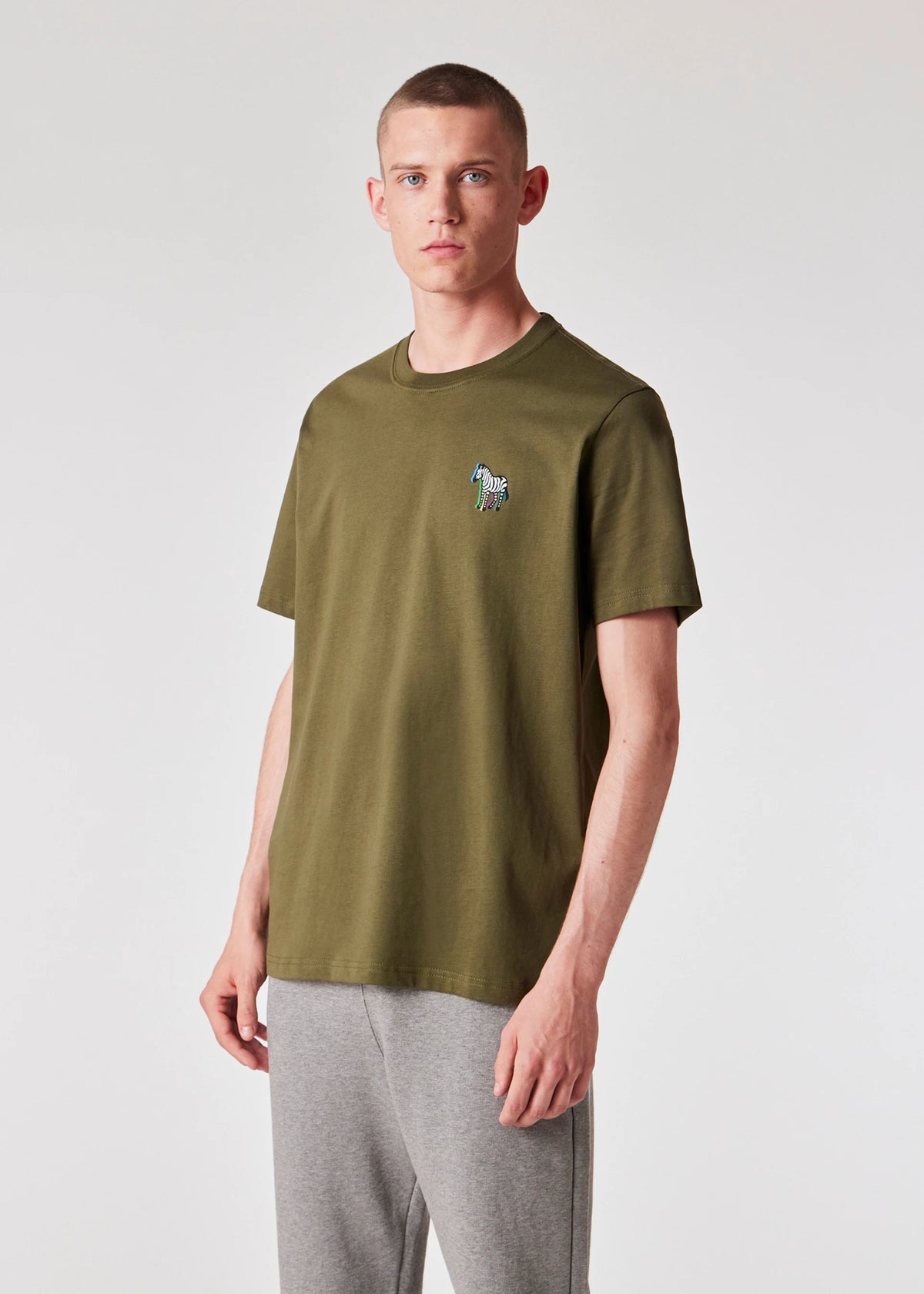 &#39;3D Zebra&#39; Print T-Shirt - Khaki Green