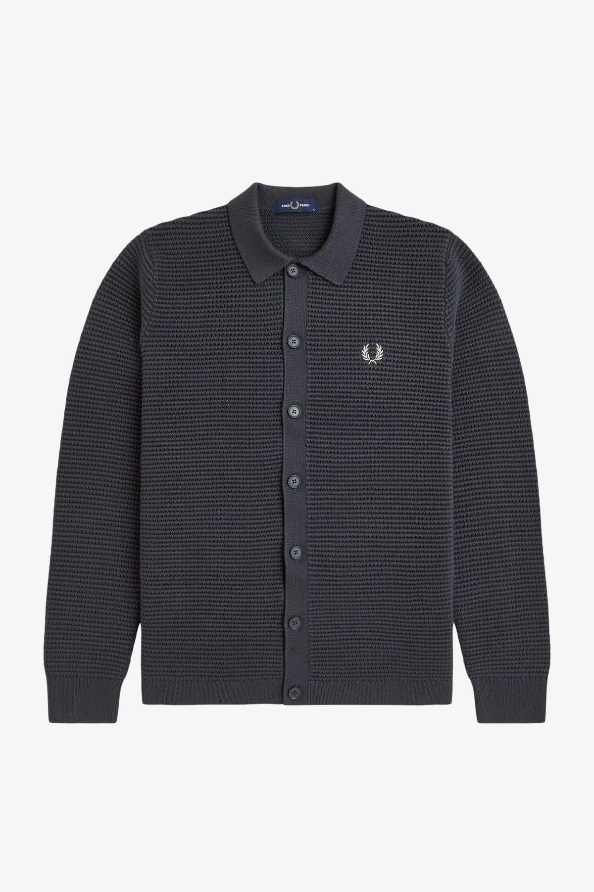 Pointelle Button Through Cardigan - Grey