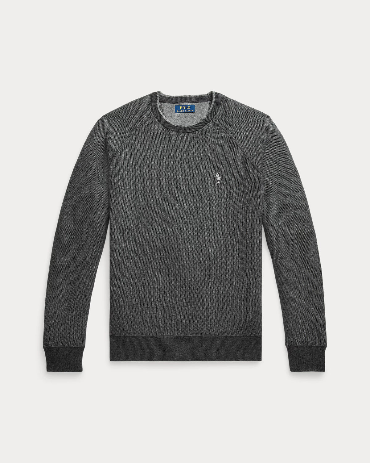 Textured Cotton Crewneck Jumper - Charcoal Grey