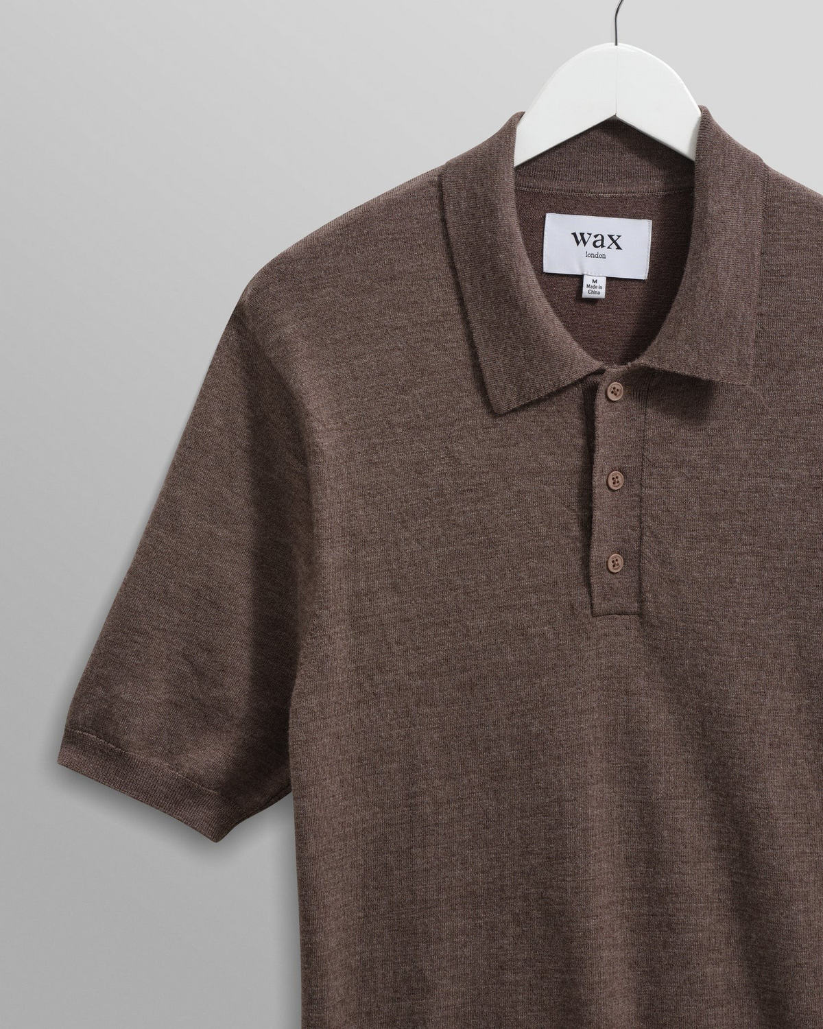 Naples Marl Worsted Wool Knitted Polo - Brown