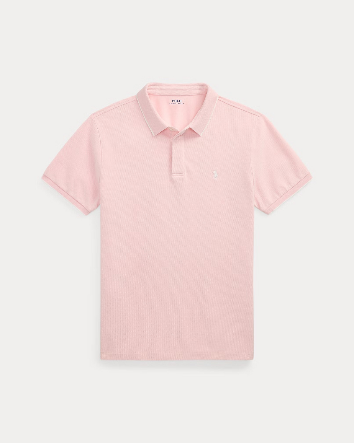 Custom Slim Fit Tipped Stretch Oxford Mesh Polo - Pink