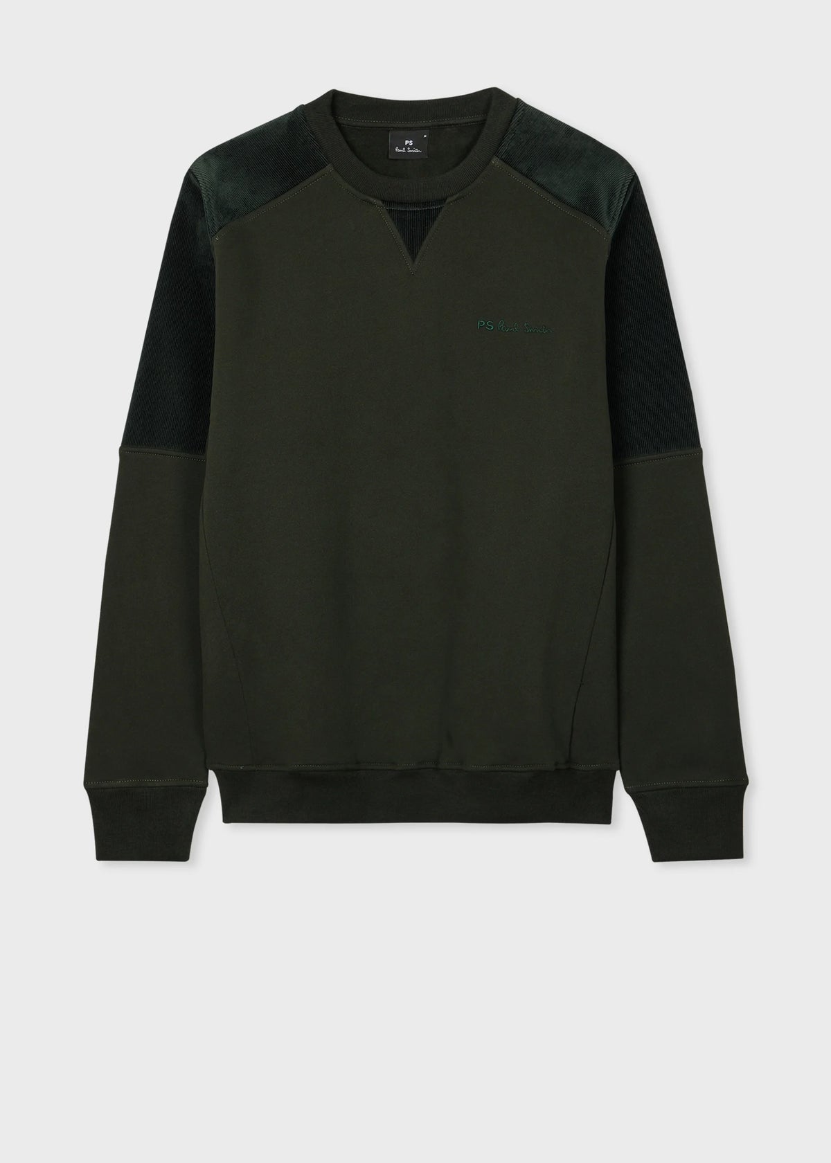 Corduroy-Panel Sweatshirt - Dark Green