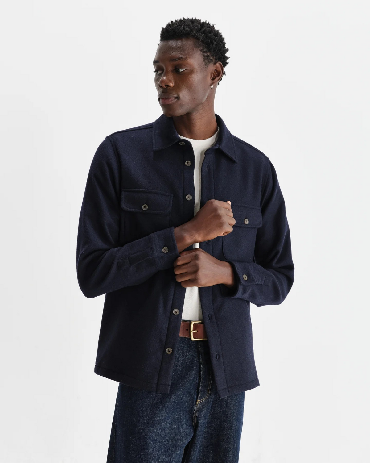Lomond Heavy Wool Overshirt - Navy