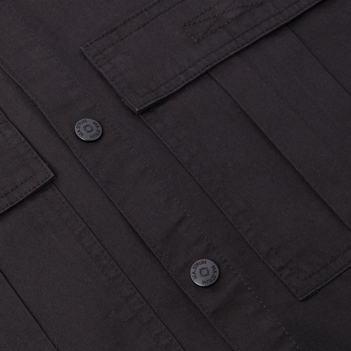 Patch Pocket Button Overshirt - Black