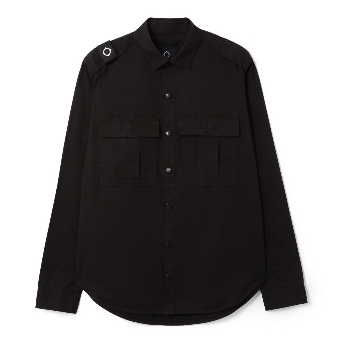 Patch Pocket Button Overshirt - Black