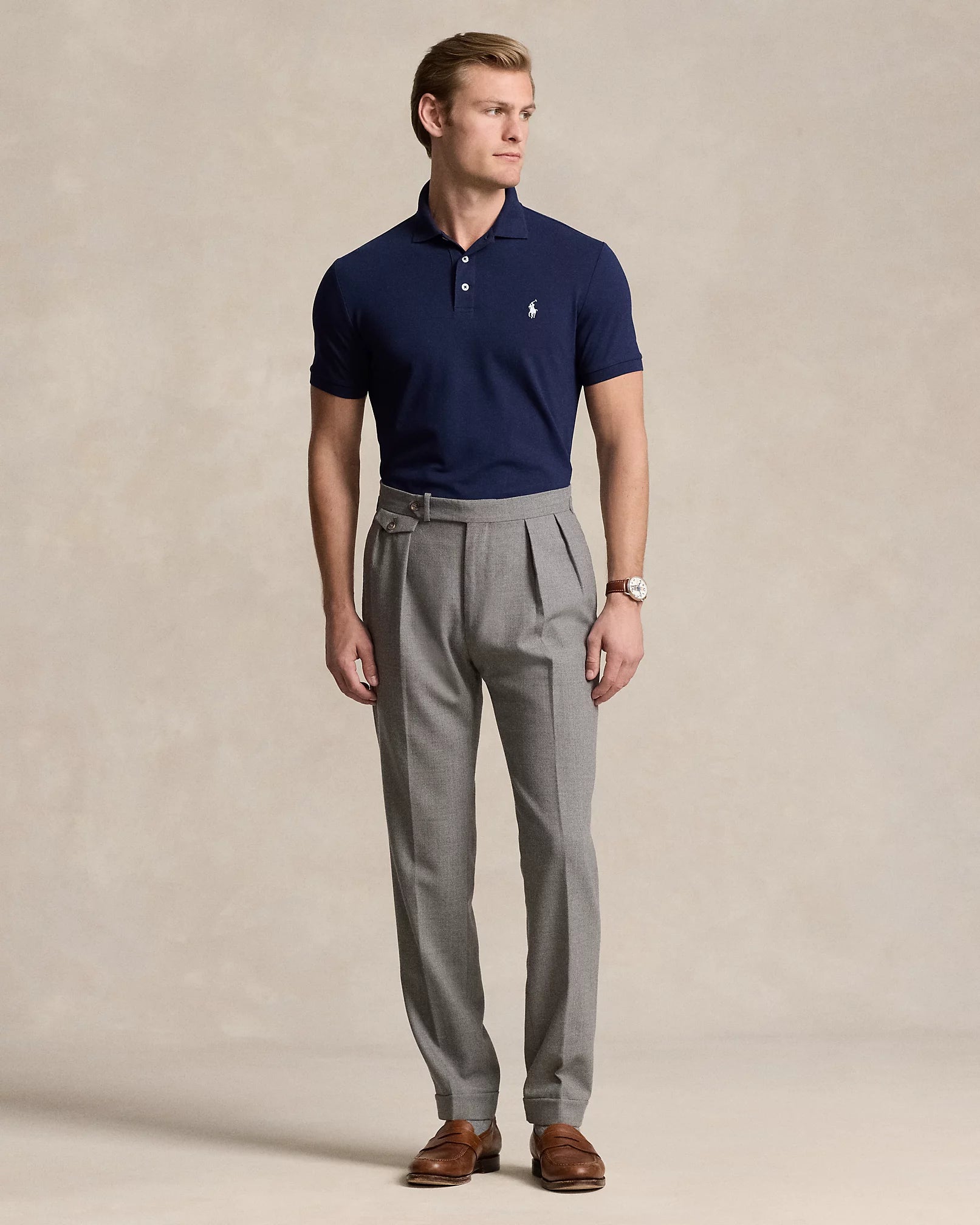 Custom Slim Fit Stretch Mesh Polo Navy Prince Menswear Watford