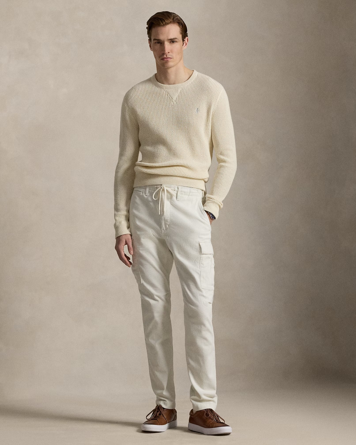 Waffle-Knit Wool-Cotton Jumper - Cream