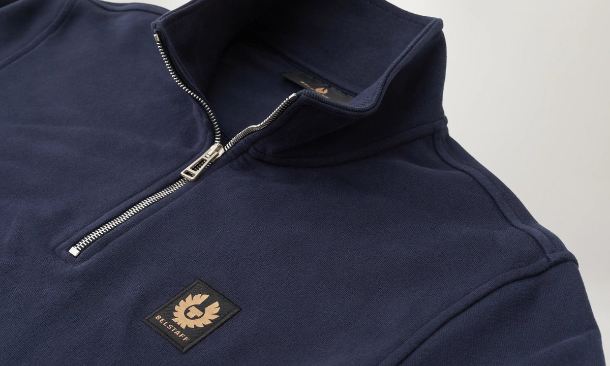 Quarter Zip Cotton Sweatshirt - Navy