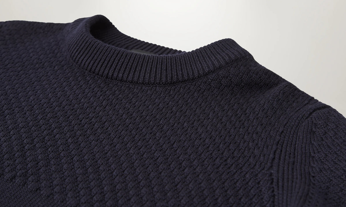 Sternway Waffle Knitted Jumper - Navy