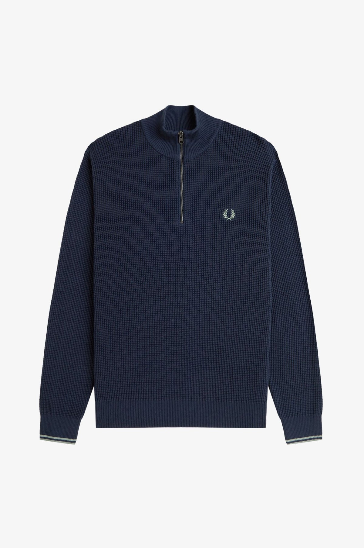 Waffle Stitch Half Zip Jumper - Navy