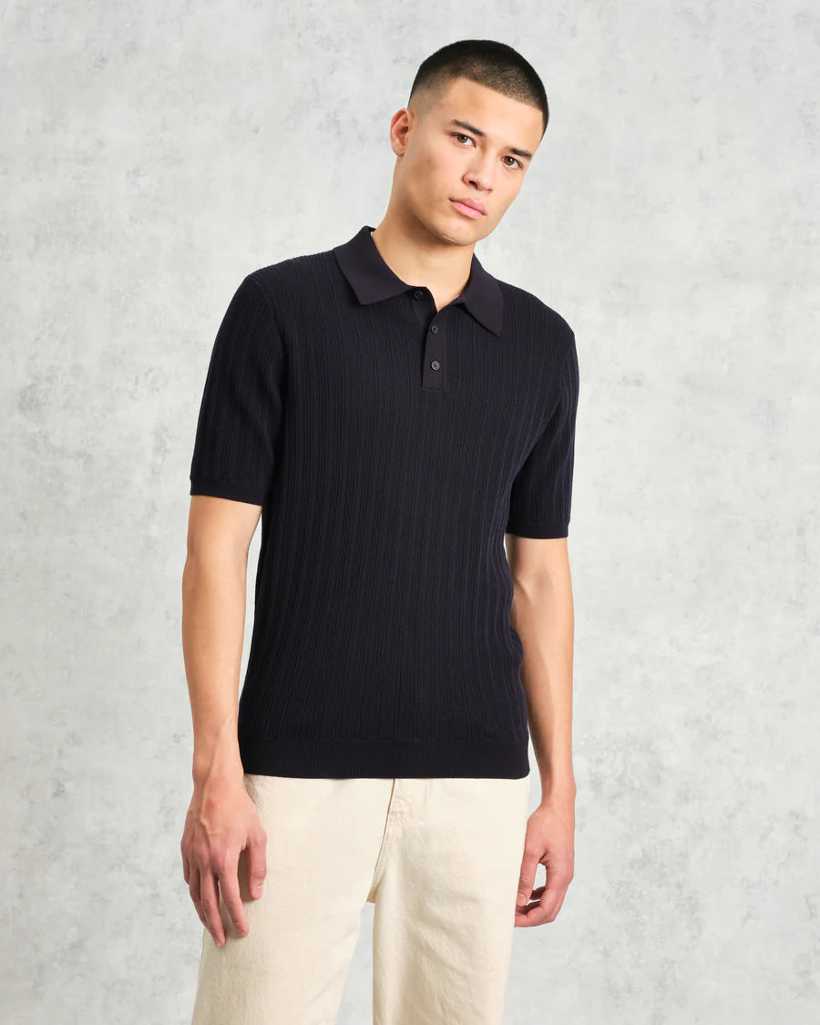 Naples Knitted Polo - Navy