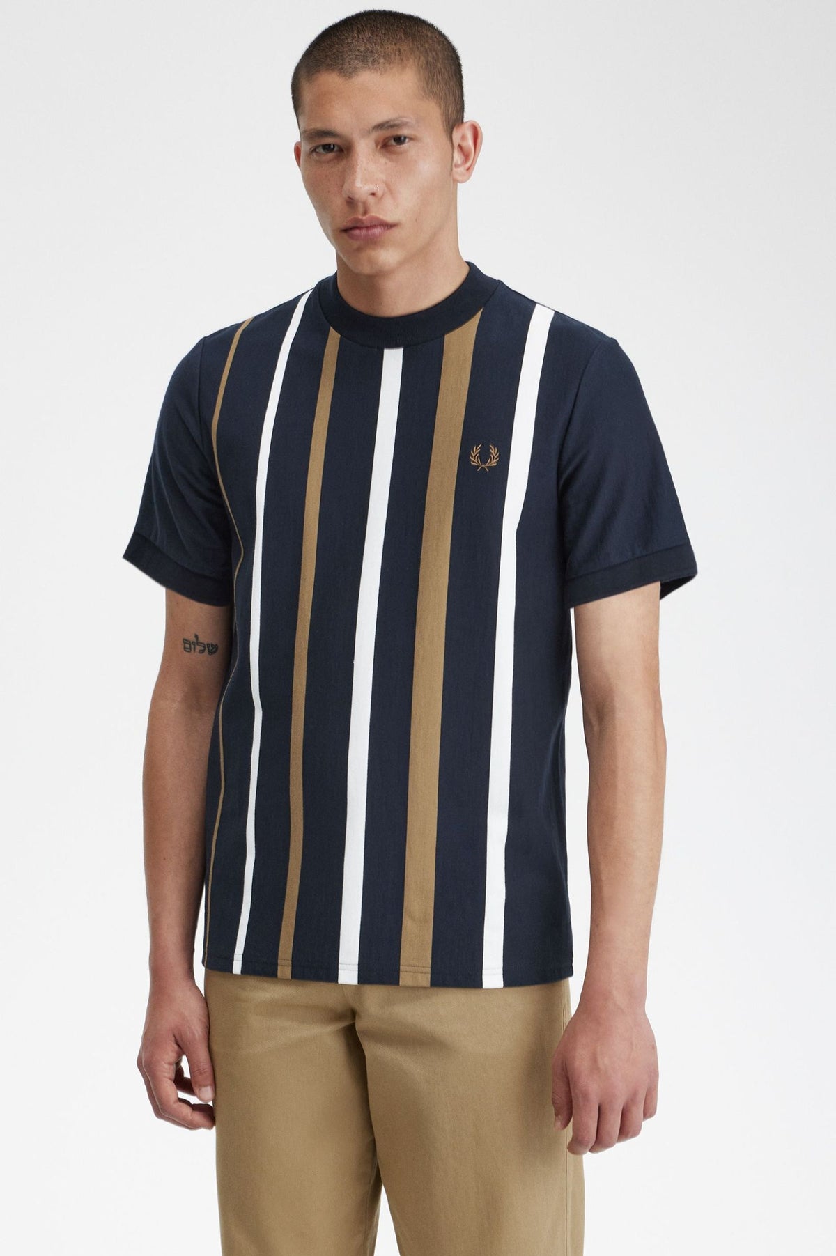 Heavyweight Stripe T-Shirt - Navy/Gold/White