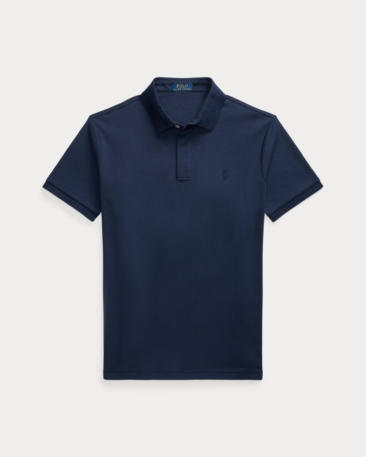 Custom Slim Fit Soft Cotton Covered Placket Polo - Navy