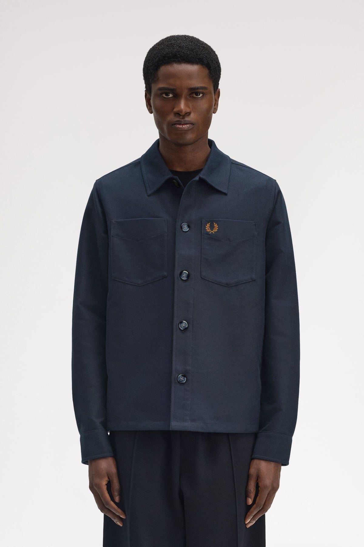 Brushed Twill Cotton Overshirt - Navy