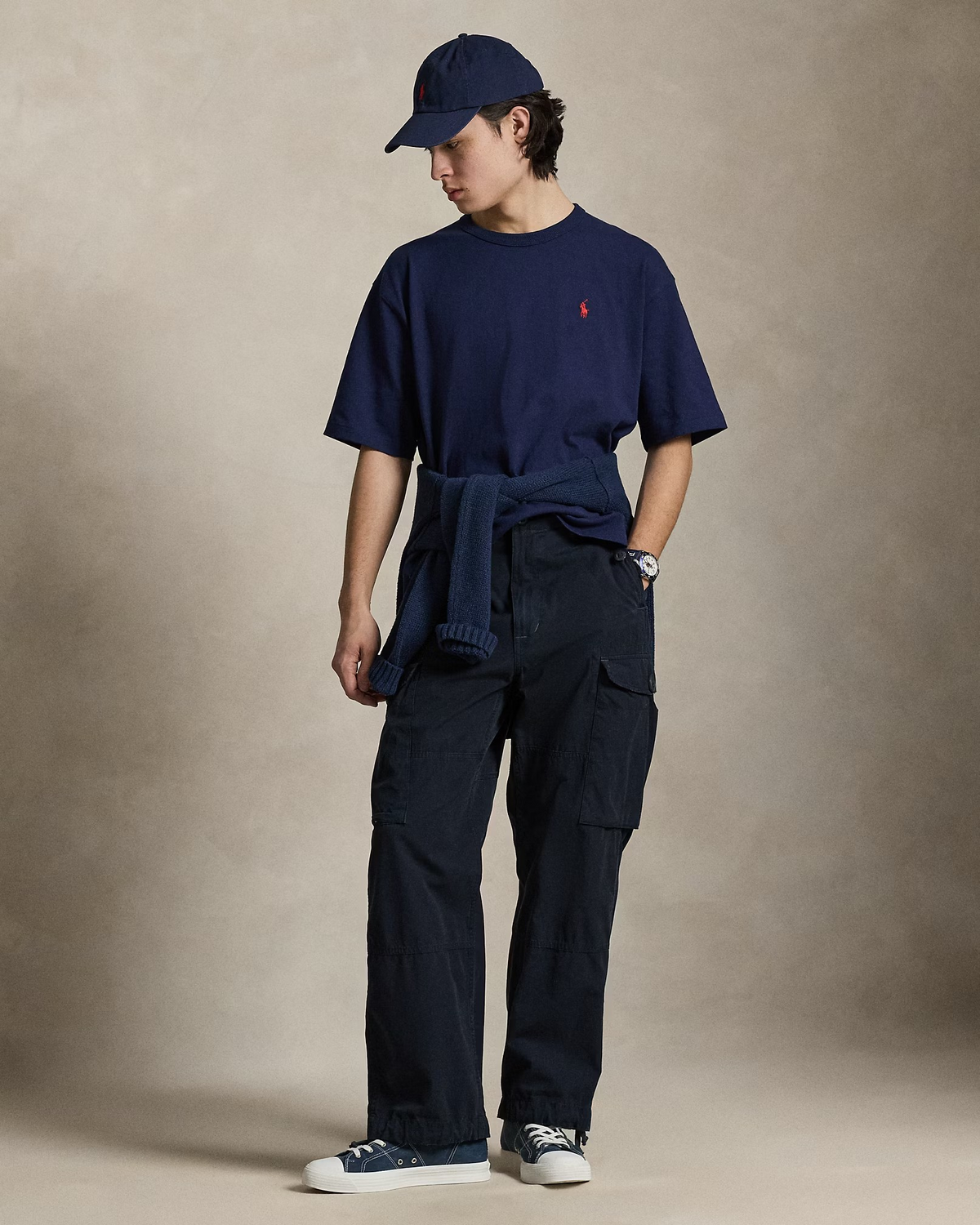 Relaxed Fit Jersey Crewneck T-Shirt - Navy