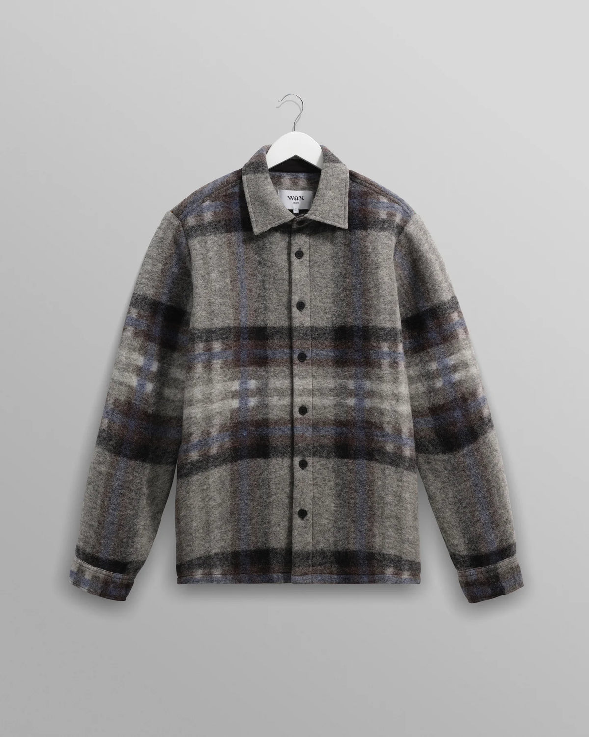 Nolan Check Wool Overshirt - Grey/Blue