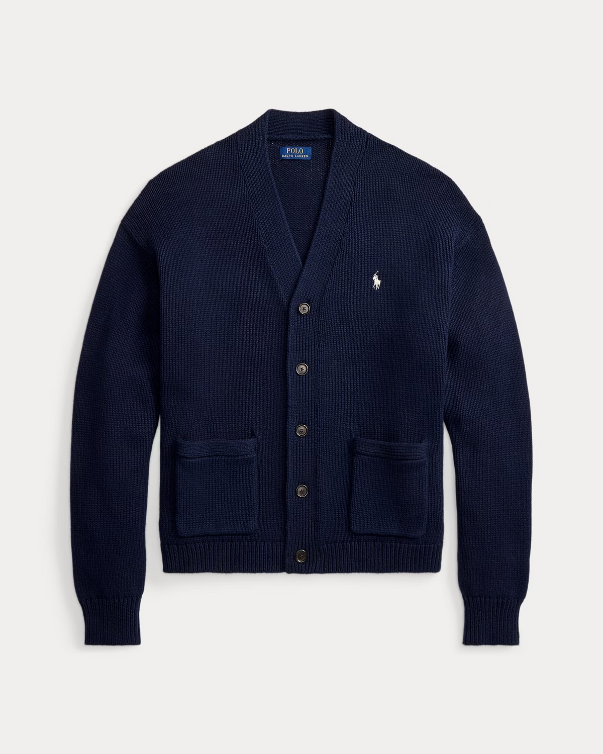 Relaxed Fit Cotton Cardigan - Navy