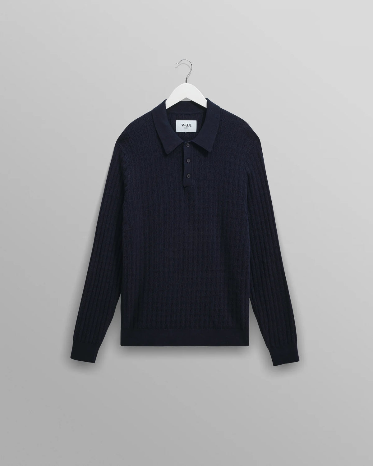 Oban Diamond Stripe Knitted Polo - Navy