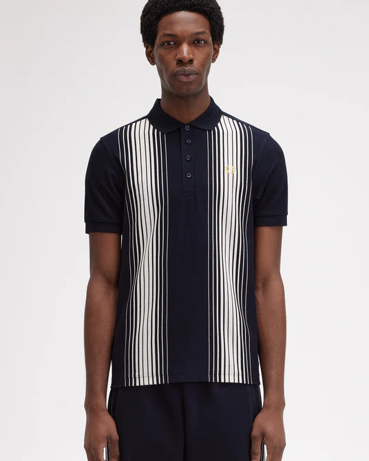 Ombre Pique Striped Polo - Navy