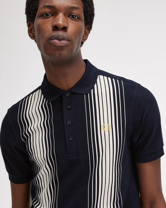 Ombre Pique Striped Polo - Navy