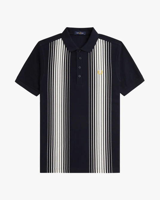 Ombre Pique Striped Polo - Navy