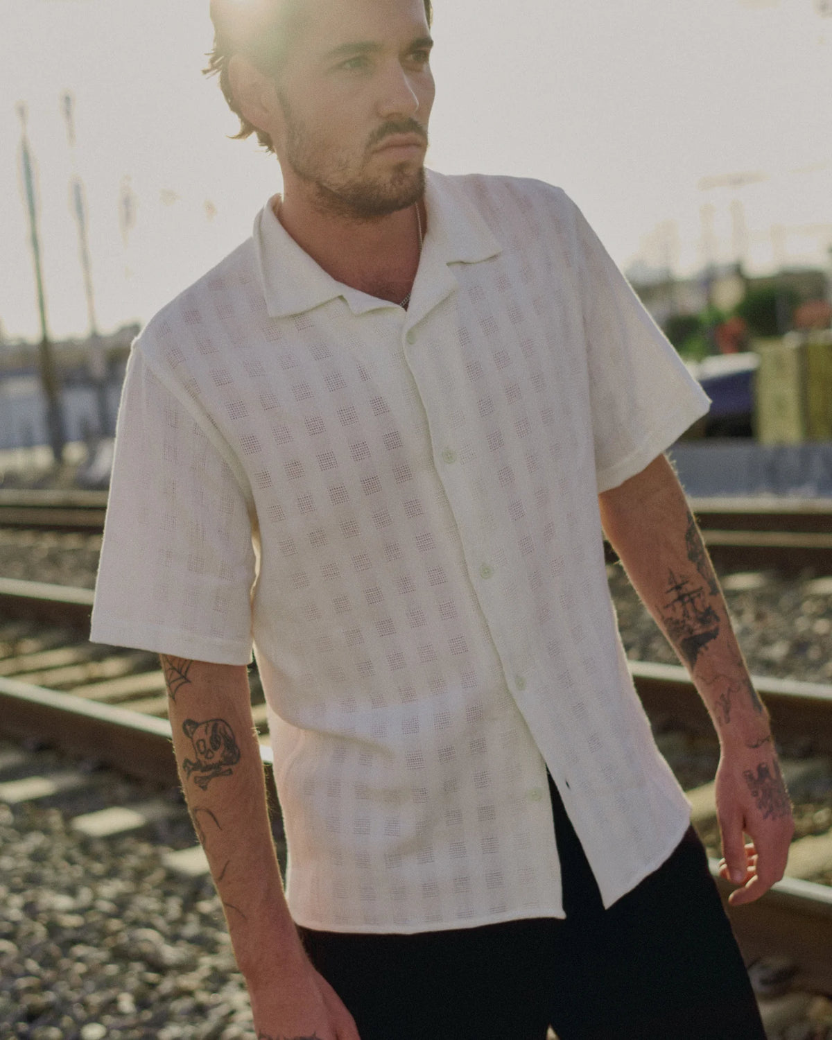 Didcot Open Weave Cotton Short-Sleeve Shirt - Cream