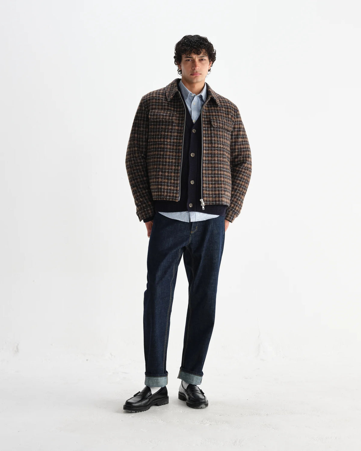 Osier Drawn Check Jacket - Brown/Navy