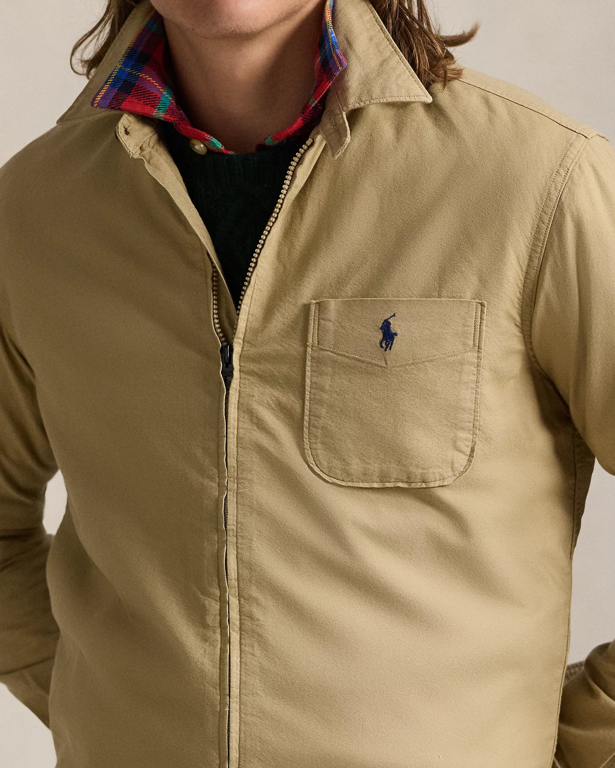 Garment Dyed Oxford Overshirt - Tan