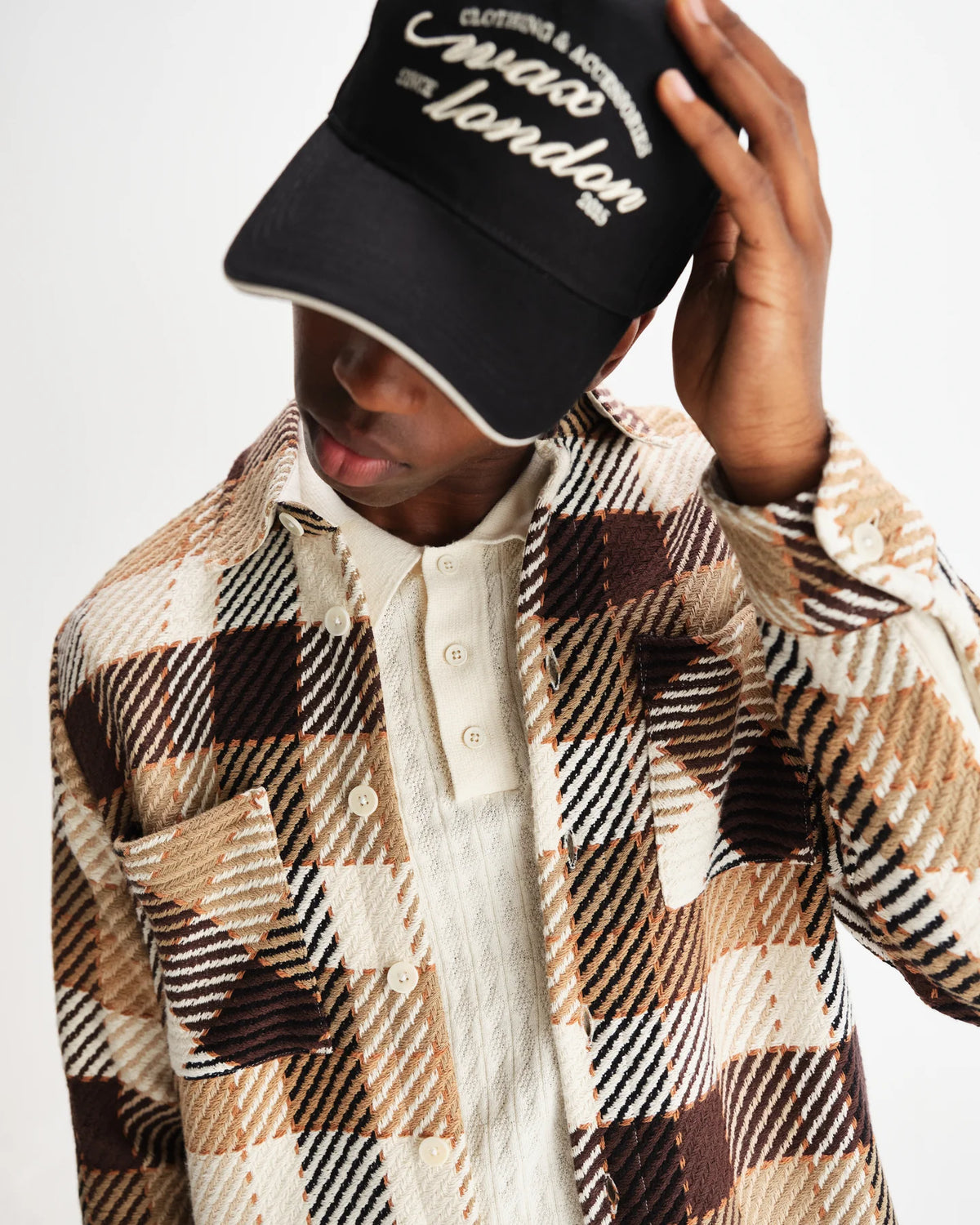 Whiting Block Check Overshirt - Brown