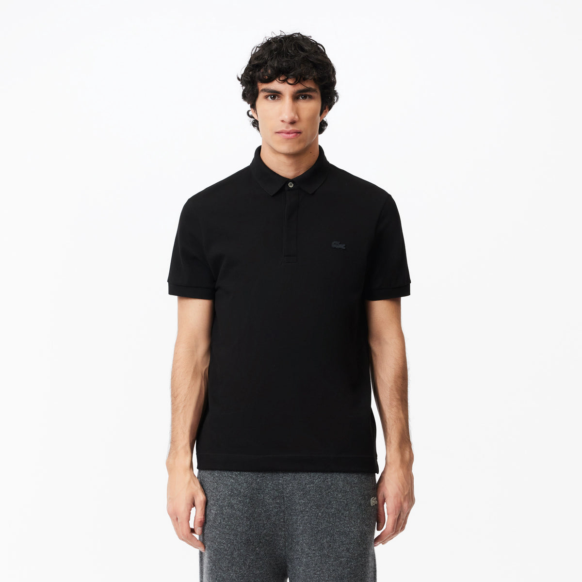 Regular Fit Stretch Cotton Paris Polo - Black