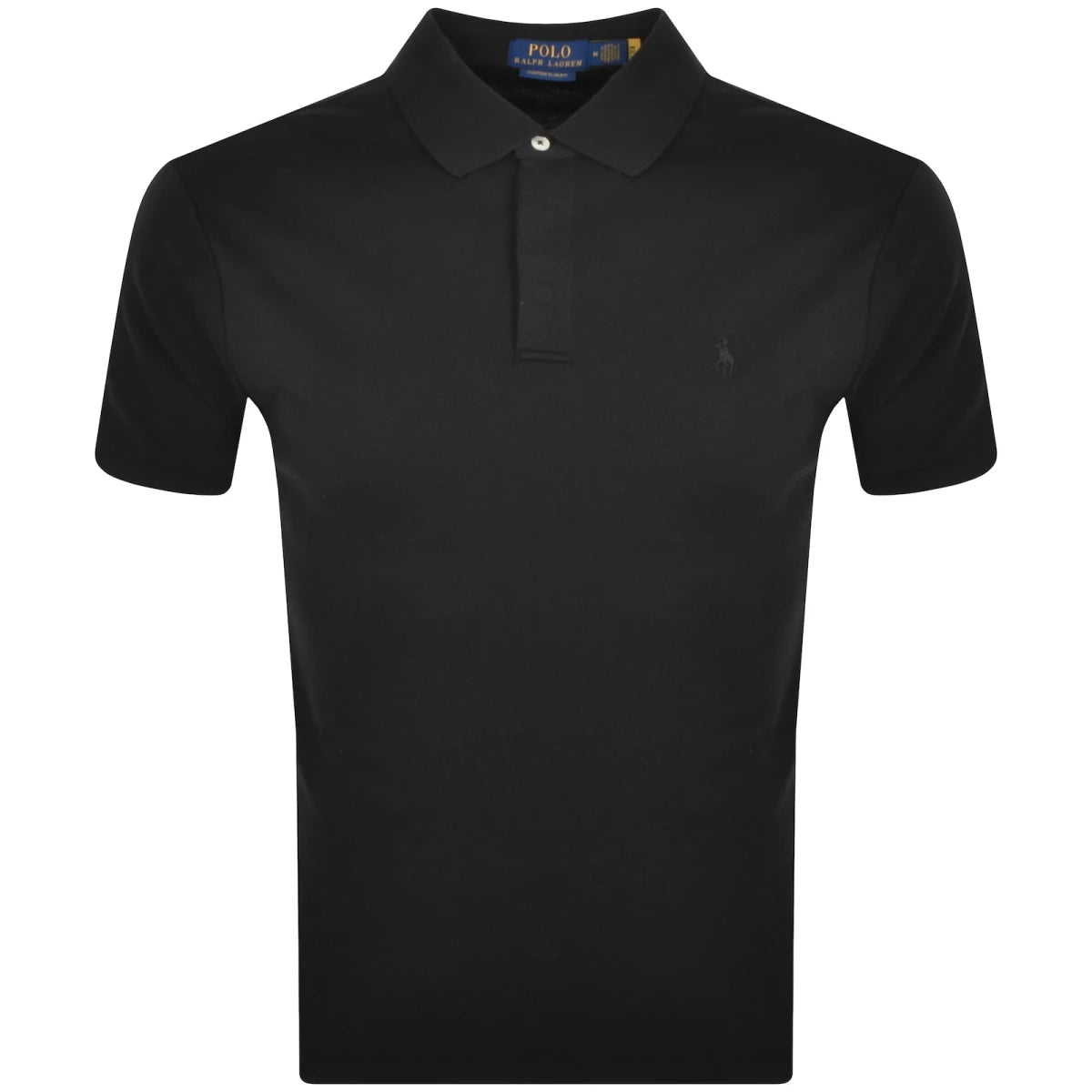 Custom Slim Fit Soft Covered Placket Polo - Black