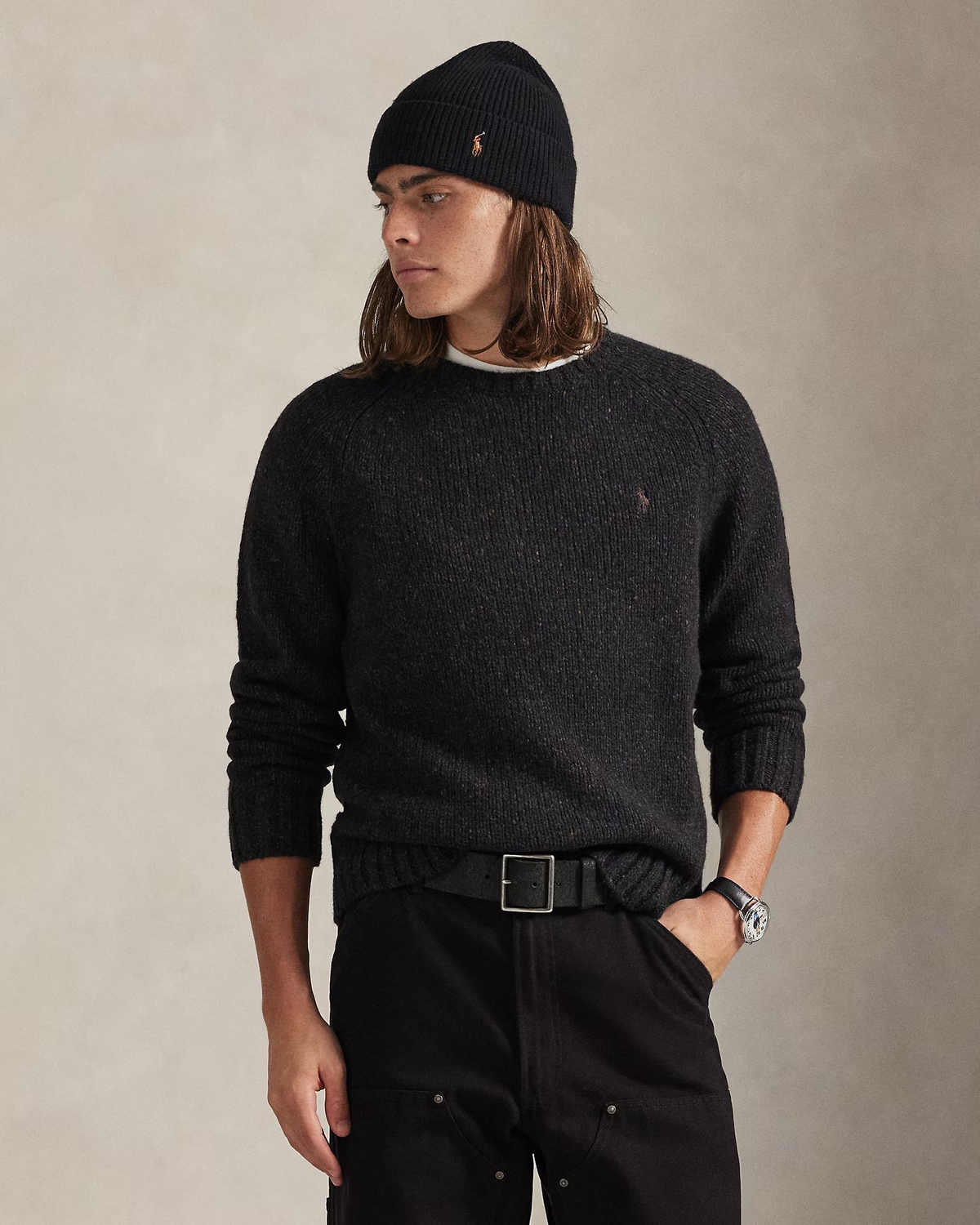 Marled Knitted Wool-Blend Jumper - Charcoal Marl