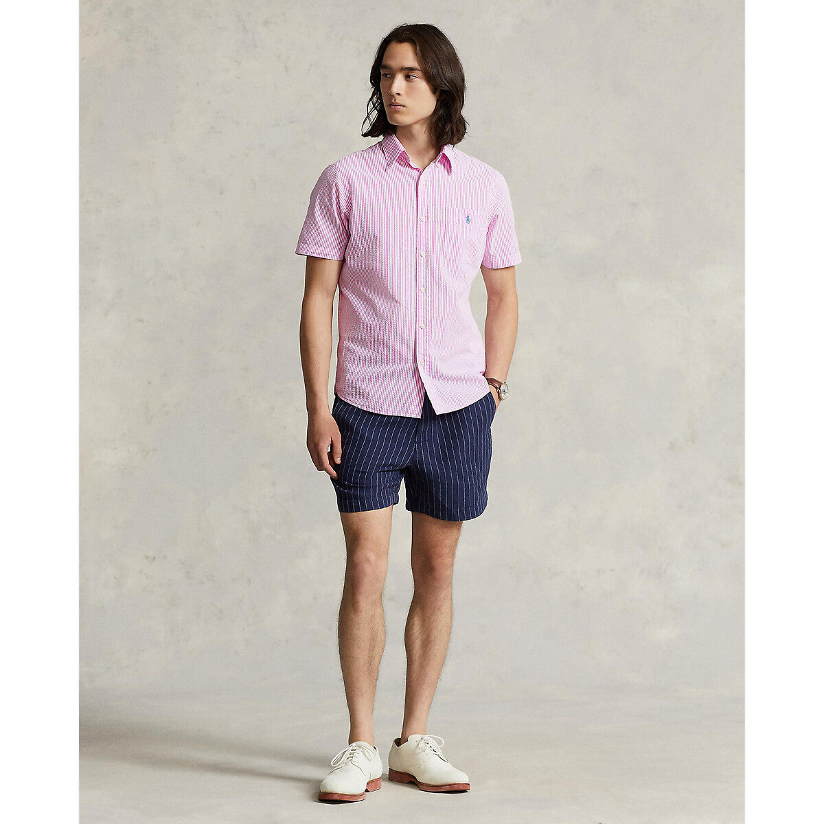Seersucker Short Sleeved Shirt - Pink