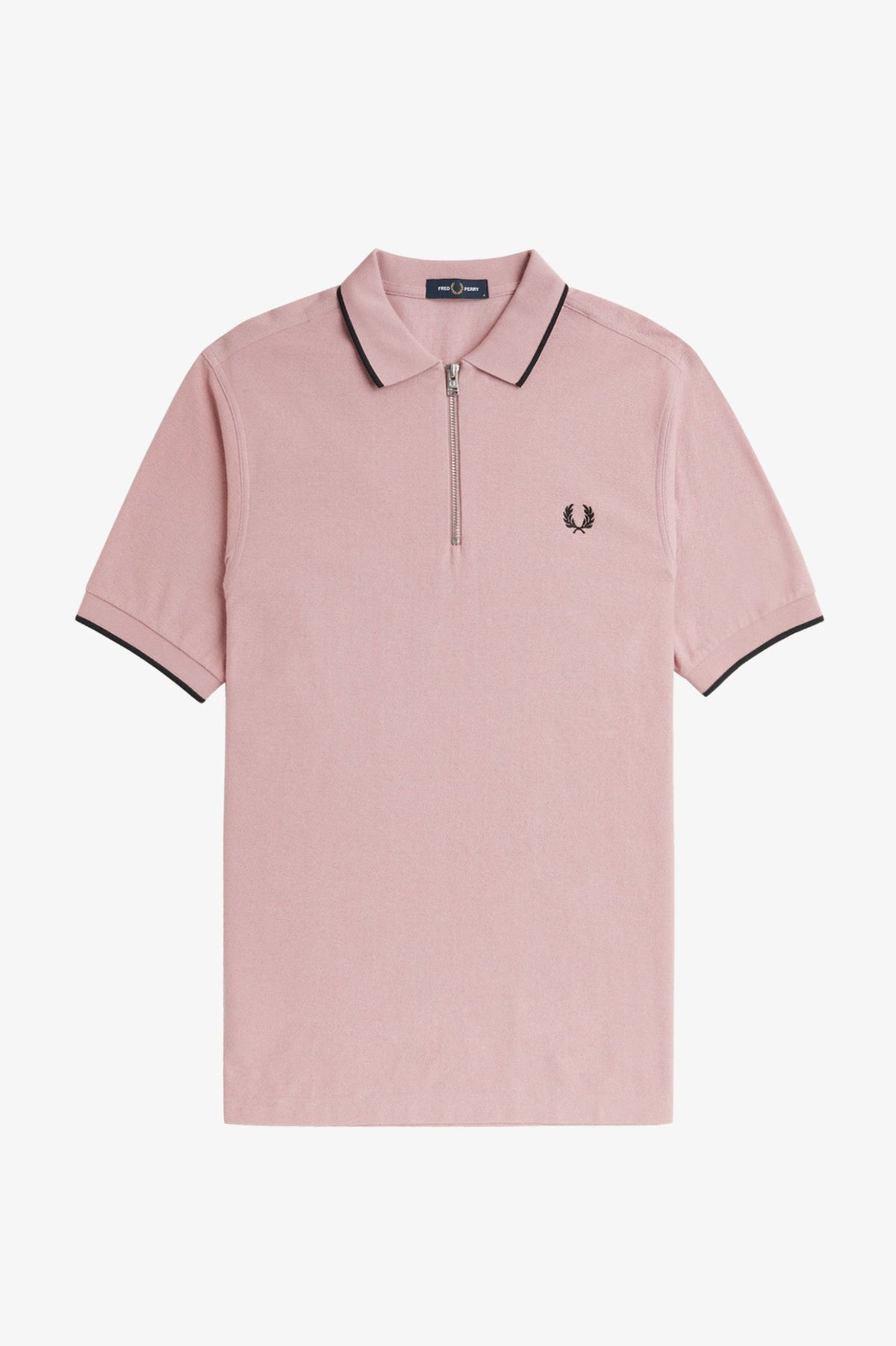 Crepe Piqué Zip Neck Polo Shirt - Pink