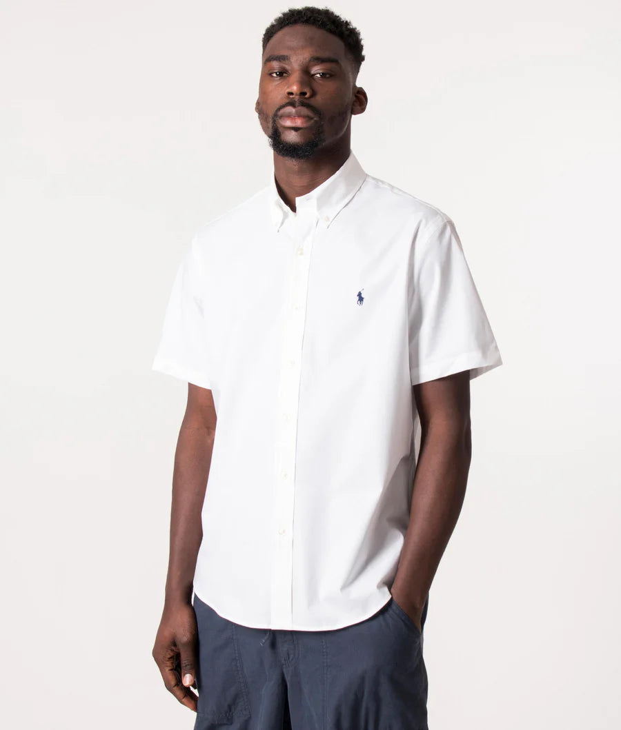 Custom Fit Classic Poplin Short Sleeve Shirt - White