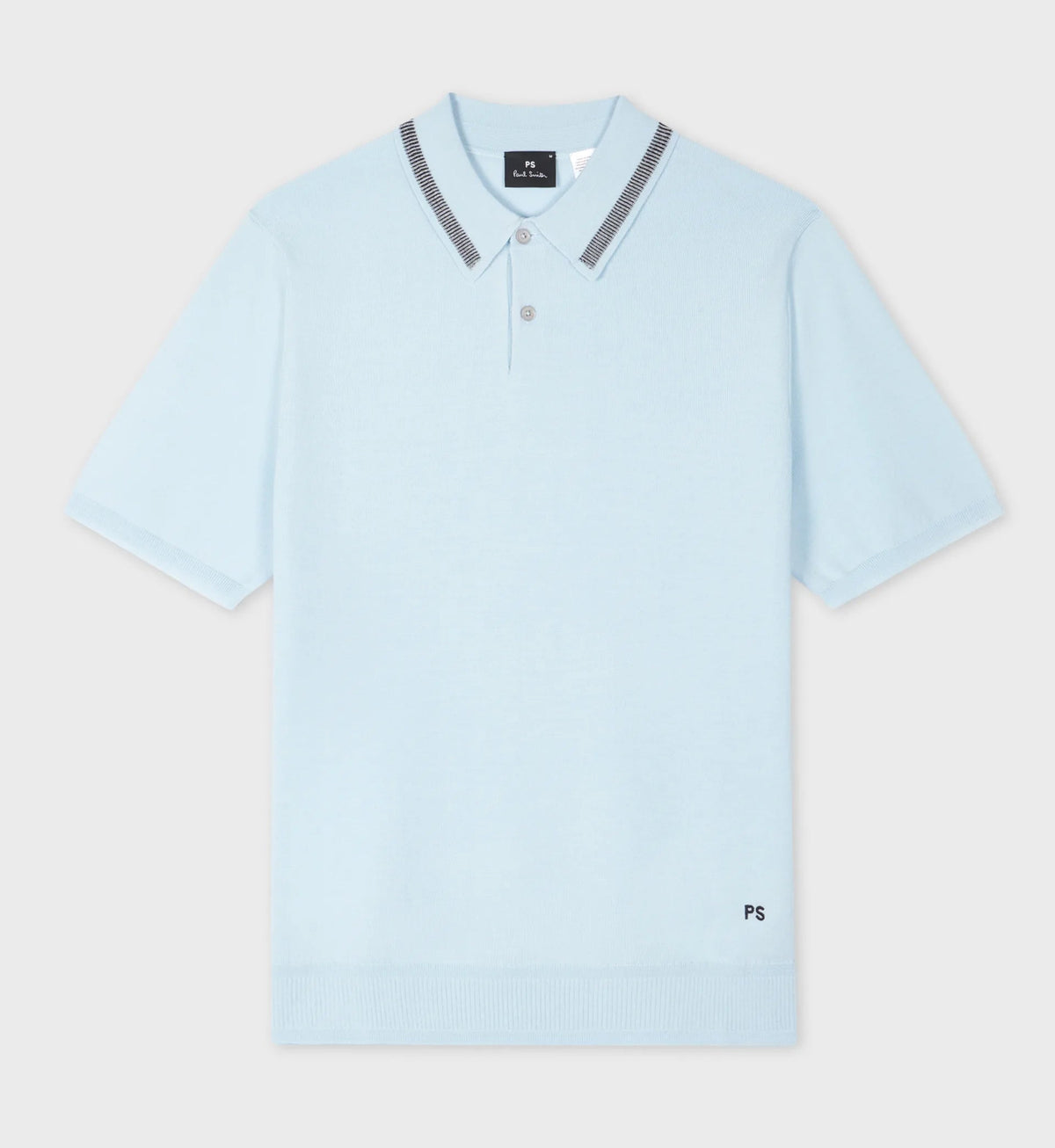 Merino Wool Short Sleeve Polo Shirt - Sky Blue