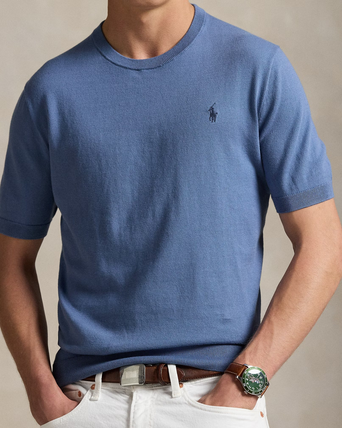 Cotton Crewneck Short-Sleeve T-Shirt - Capri Blue