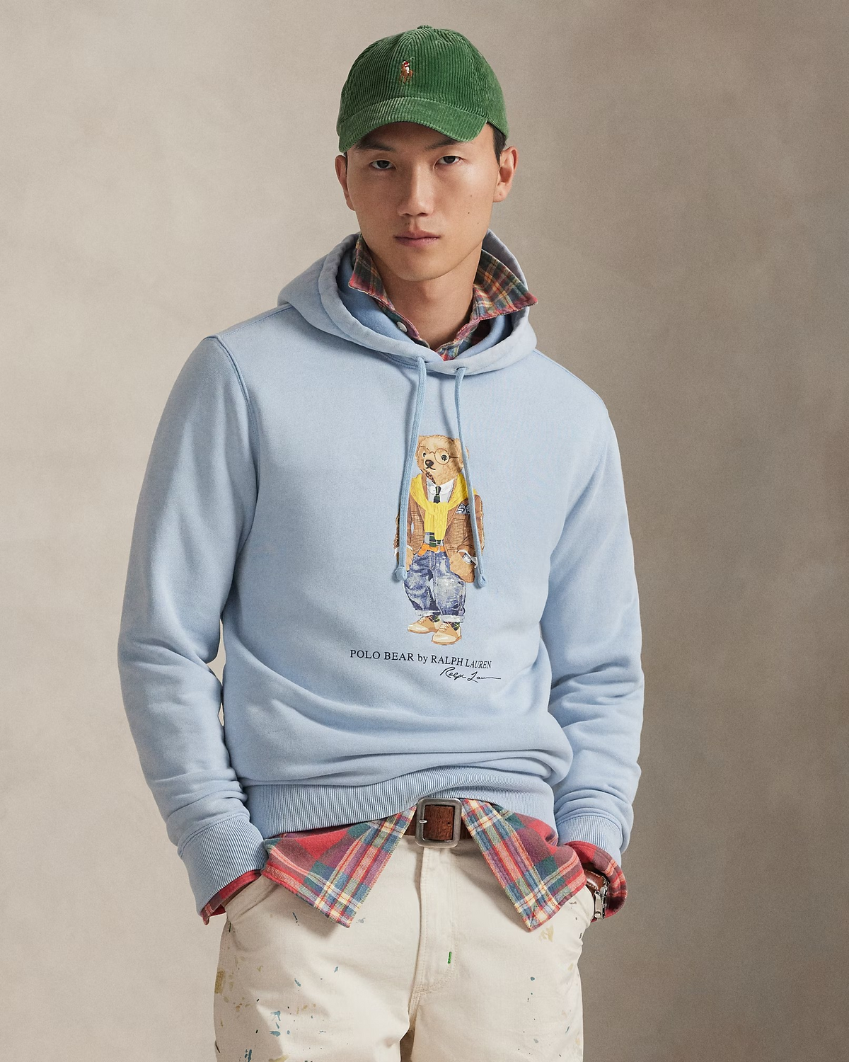 Polo Bear Garment-Dyed Fleece Hoodie - Sky Blue
