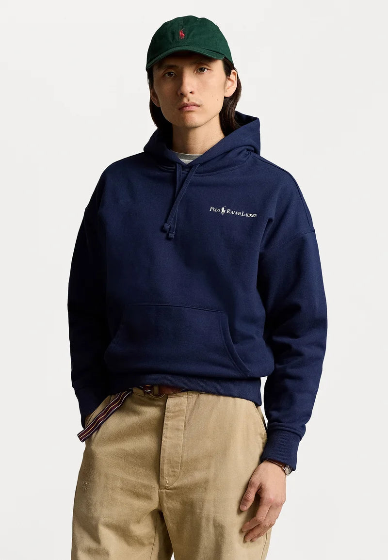 Relaxed Fit Logo Fleece Hoodie - Navy